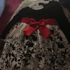 Black white and red gown